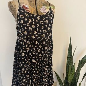 Paradise Black Floral Dress with Spaghetti adjustable Straps & Back Cut Out